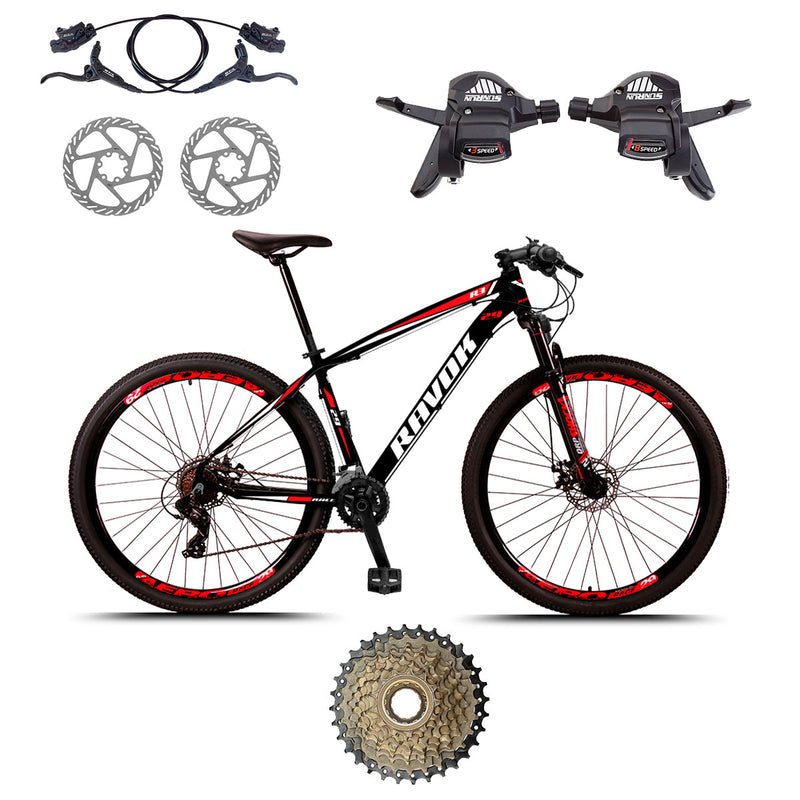 10% PIX - Bicicleta Alumínio Aro 29 Freio Hidraulico 24 Velocidades