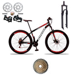 10%PIX - Bicicleta Bike Aço Aro 29 Suspensão Dianteira 21 Velocidades Freio A Disco