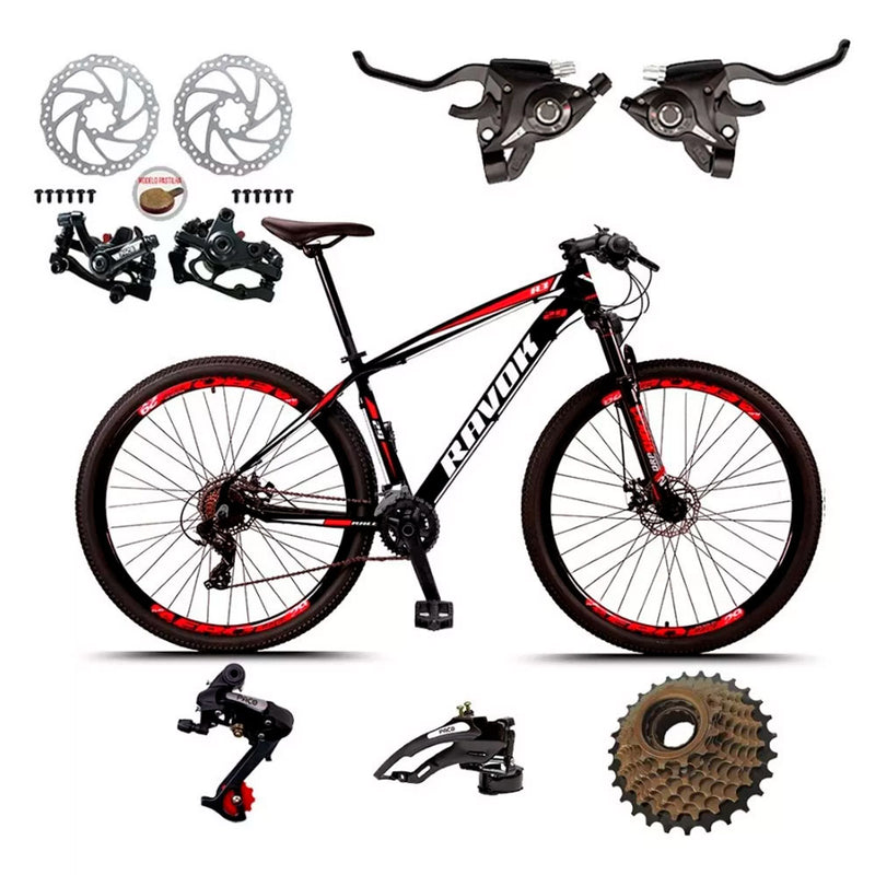 10% PIX - Bicicleta Aro 29 Freio A Disco 24 Velocidades Alavanca Suspensão